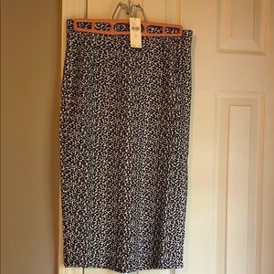 NWT- Anthropologie, Maeve Black and White, Animal Print Midi Pencil Skirt